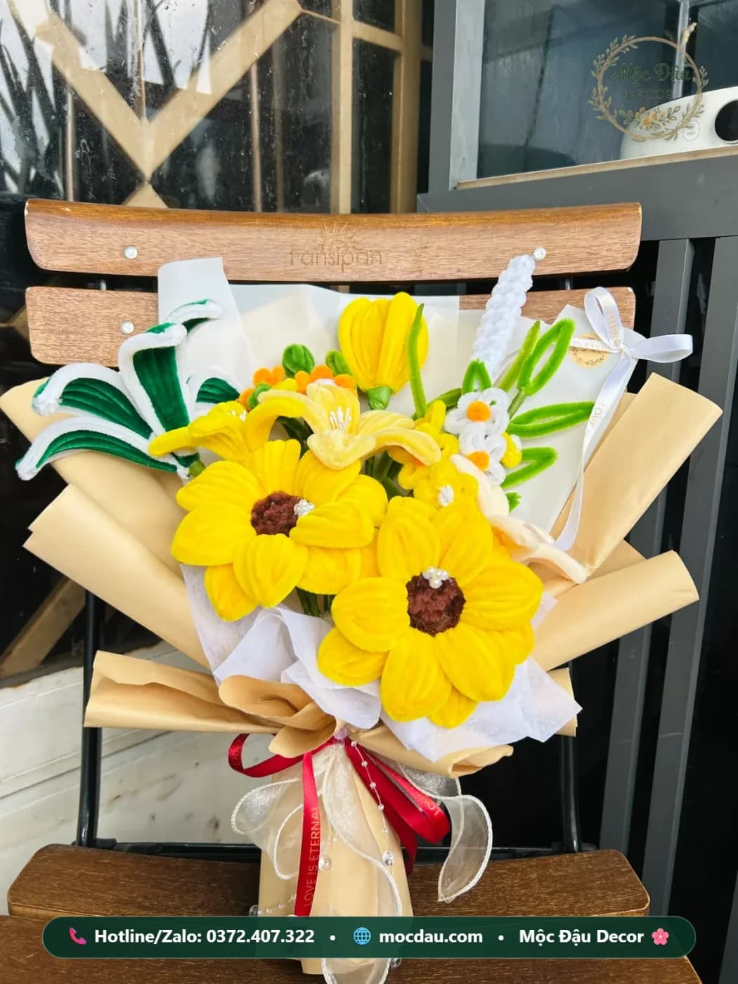 Bó hoa hướng dương 2 bông mix hoa ly