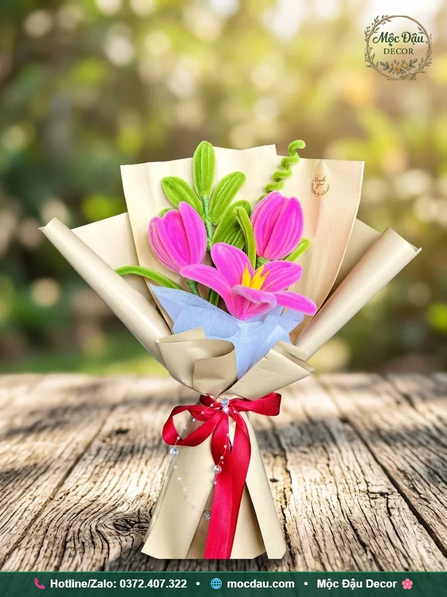 Bó hoa tulip hồng (3 bông)