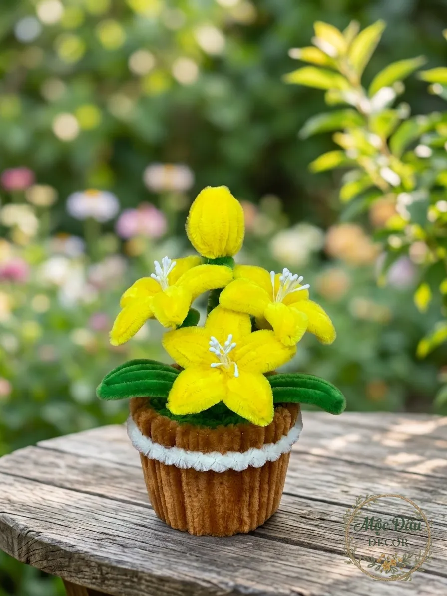 Chậu hoa ly mini màu vàng