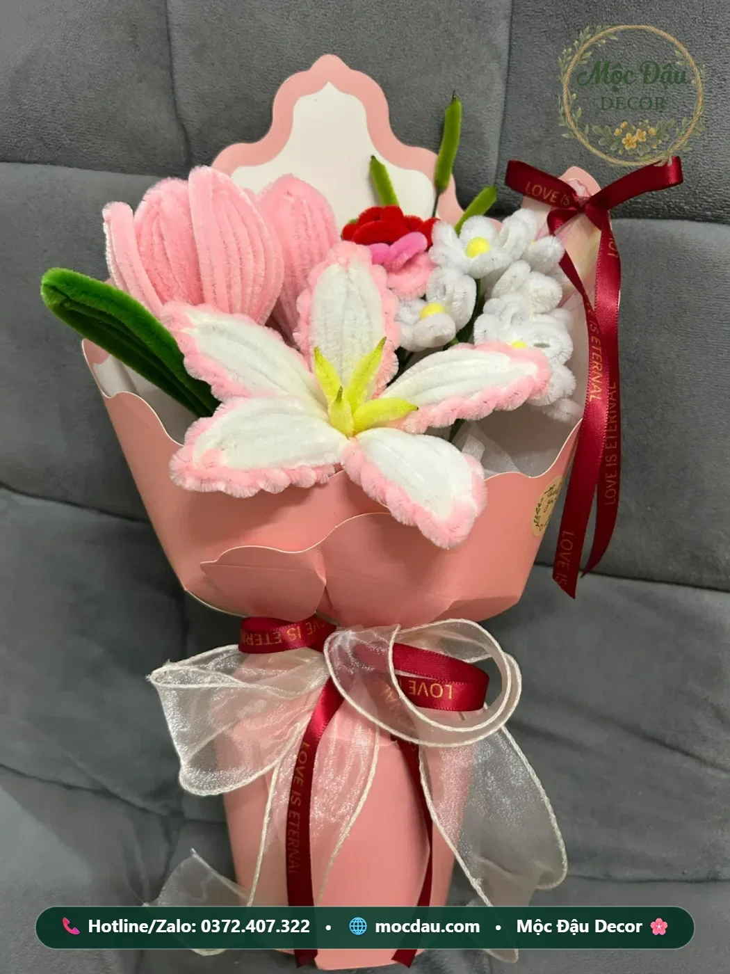 Bó hoa tulip cốt bướm tone hồng