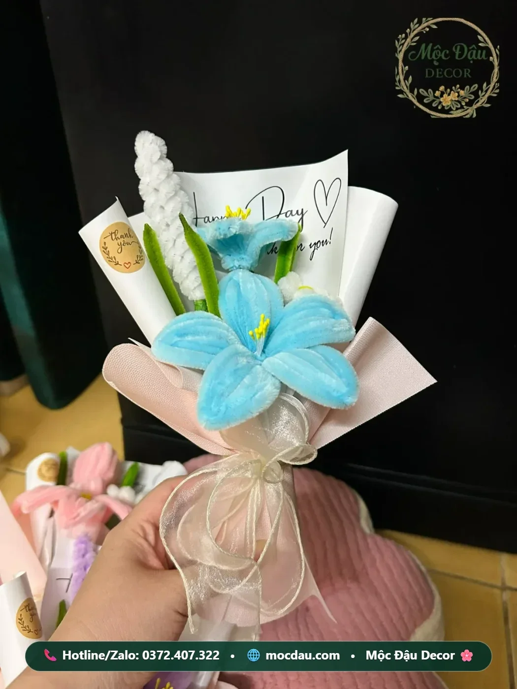 Bó hoa mini màu xanh