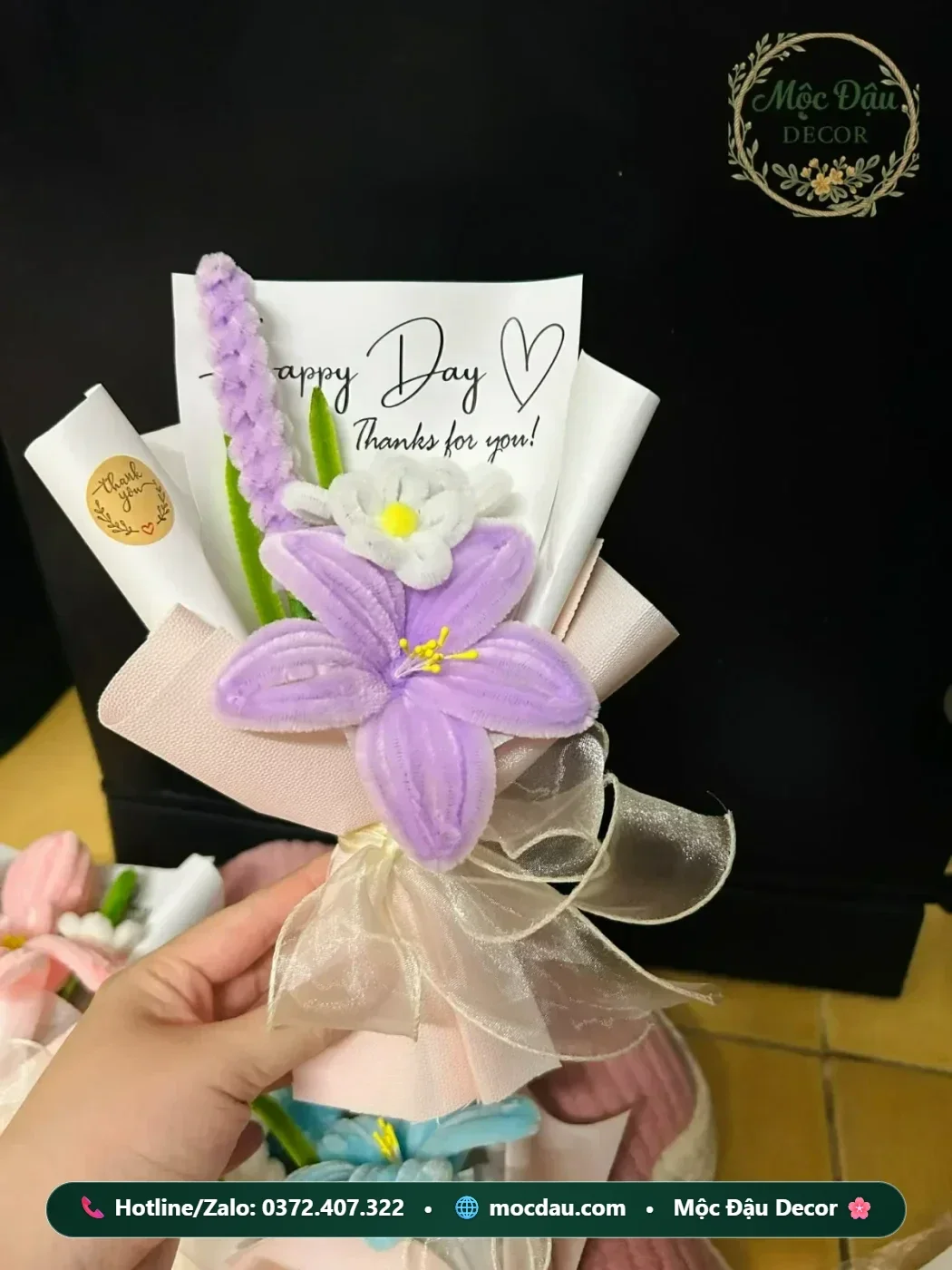 Bó hoa mini màu tím
